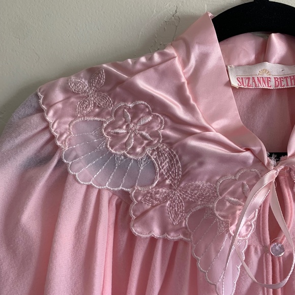 Vintage Suzanne Beth fleece nightgown tie front size L - Picture 3 of 12